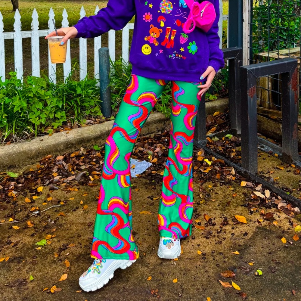 Green Swirl Rainbow Pants